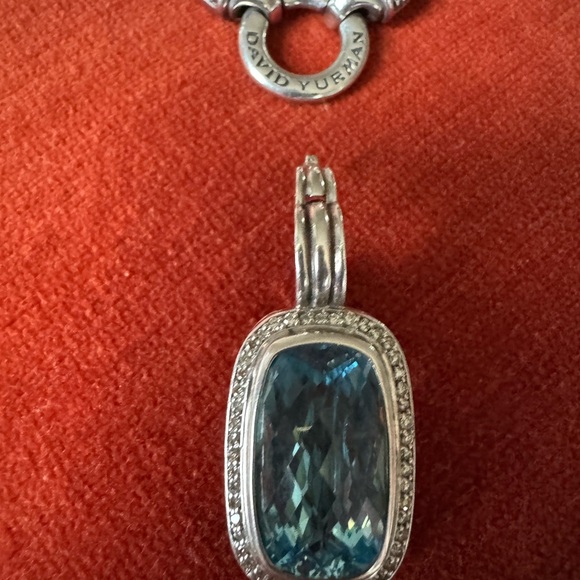 David Yurman Silver Necklace with Blue Pendant - Picture 5 of 6